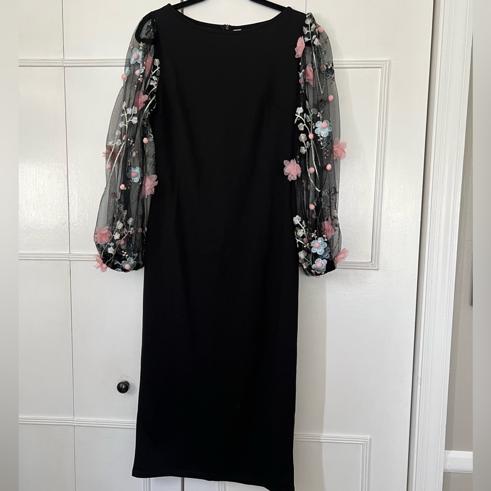 Black Long Sleeve Midi Dress
